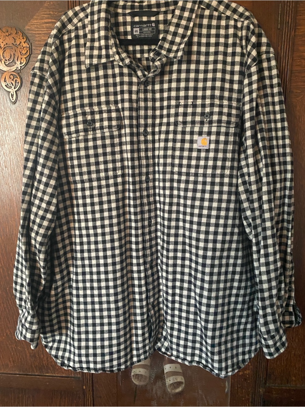 Carhartt Black and White Checkered Flannel Shirt